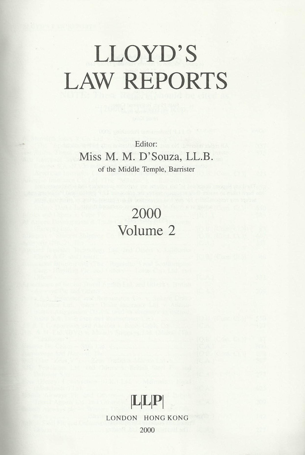 Lloyd's Law Reports Bound Volume: Vol 2