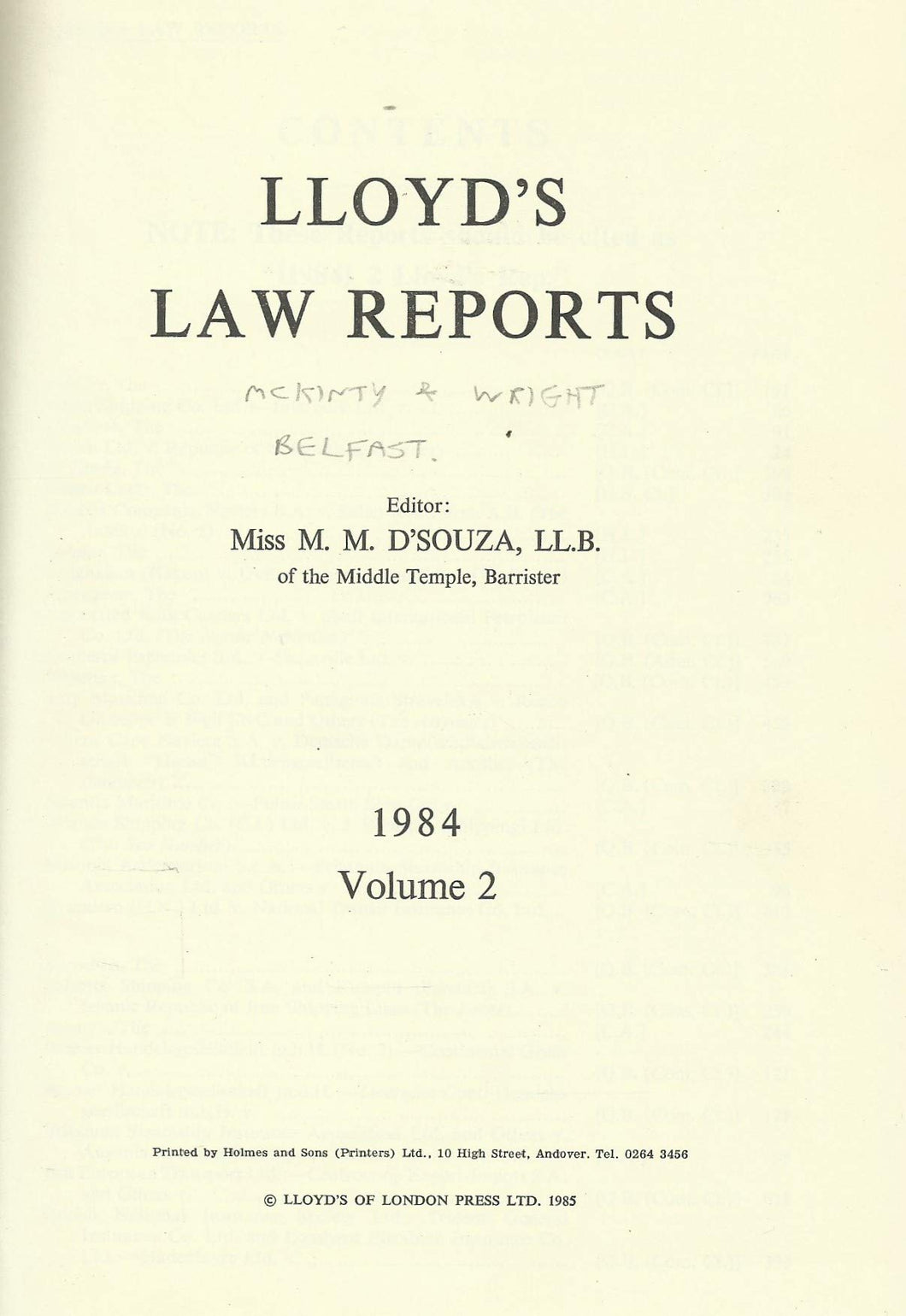 Lloyd's Law Reports - 1984, Volume 2