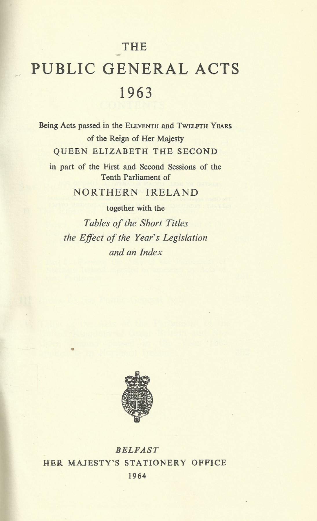 Northern Ireland Public General Acts, 1963