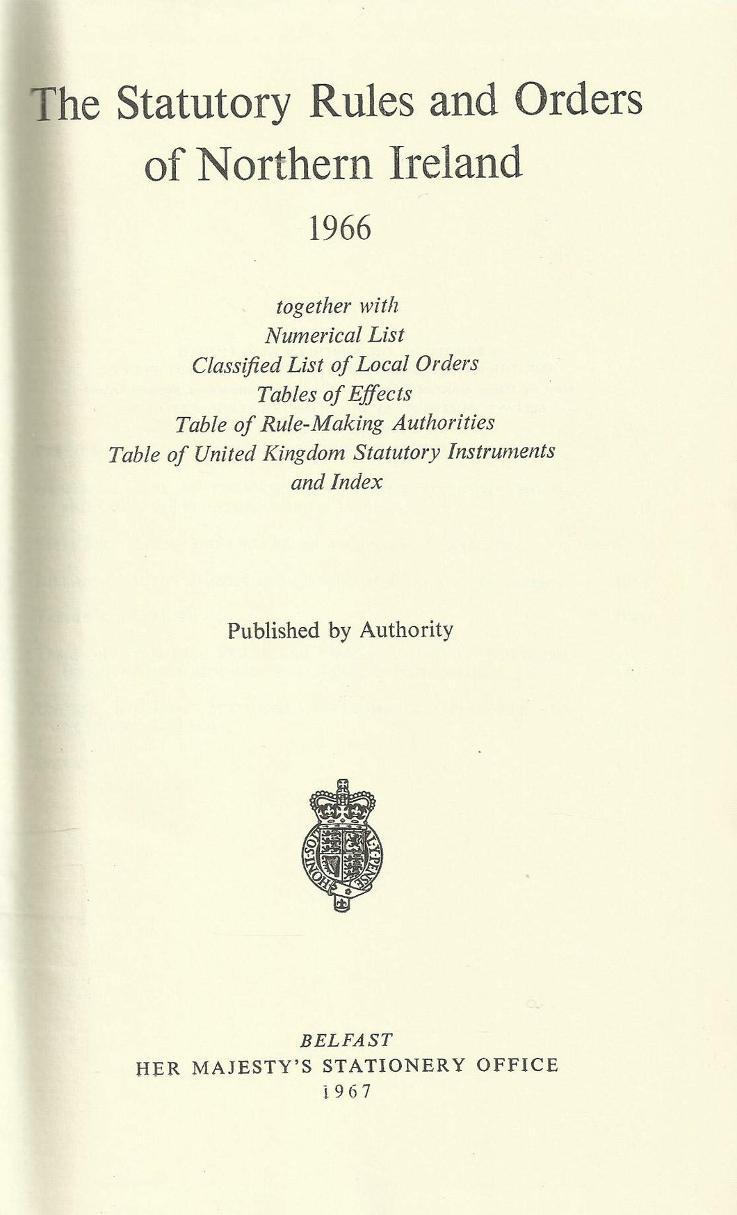Northern Ireland Statutory Rules and Orders, 1966 - The Statutory Rules and Orders of Northern Ireland