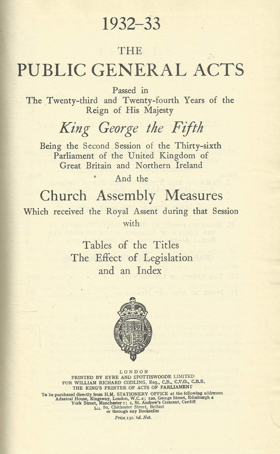 1932-33 The Public General Acts