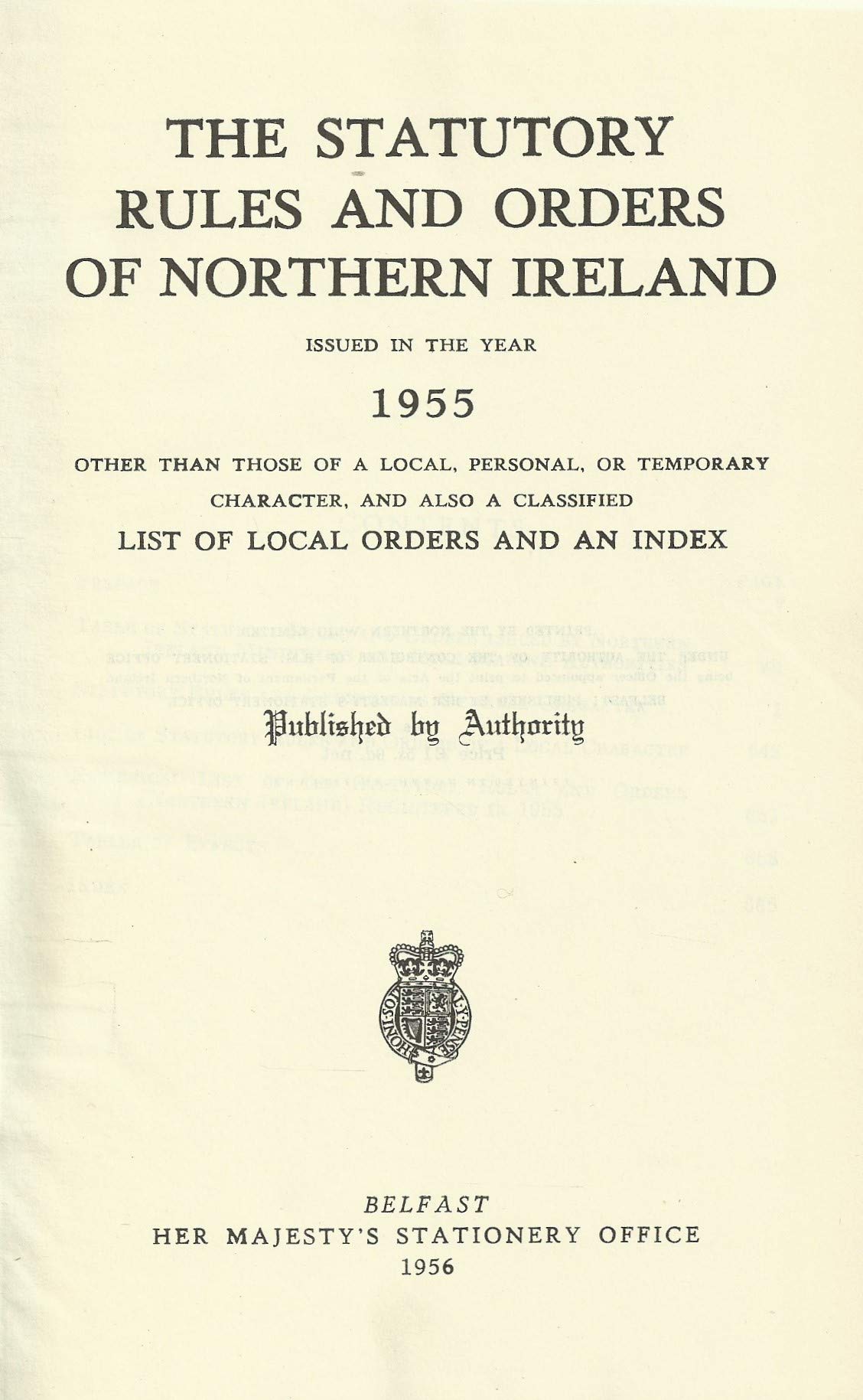Northern Ireland Statutory Rules and Orders, 1955 - The Statutory Rules and Orders of Northern Ireland