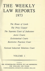 THE WEEKLY LAW REPORTS 1973: VOLUME I.