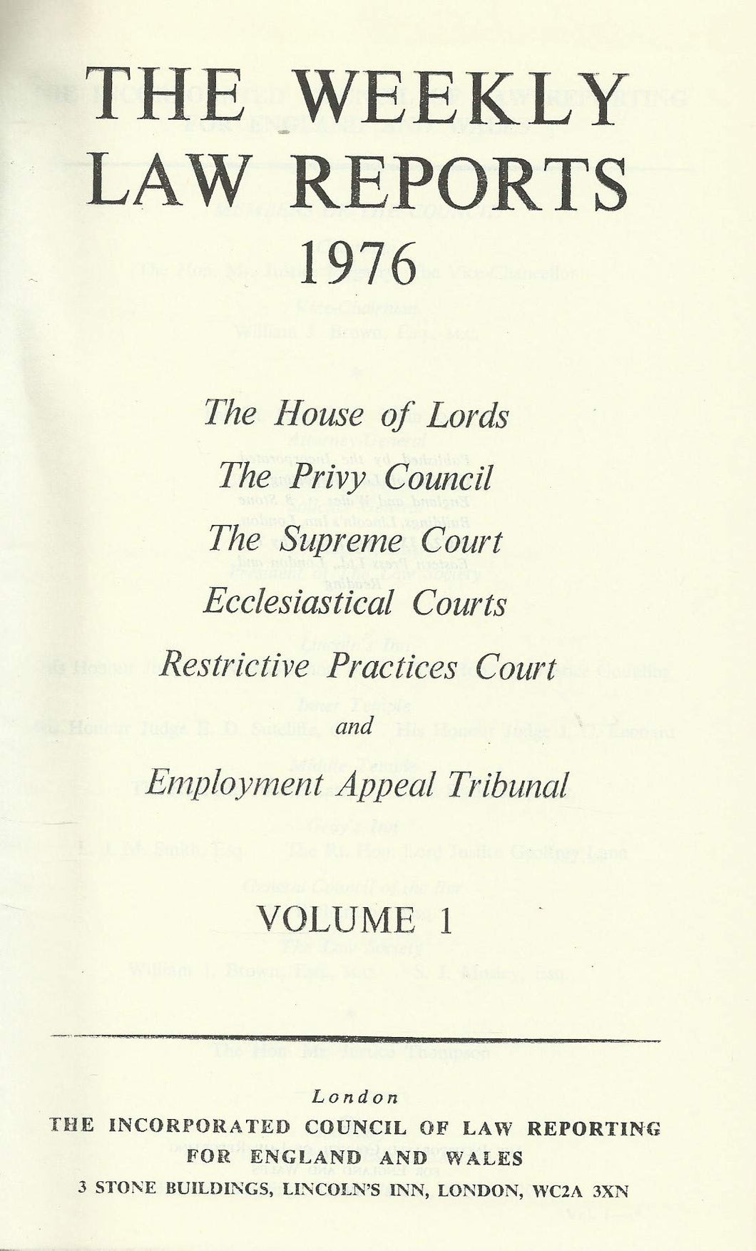 Weekly Law Reports 1976 Vol 1