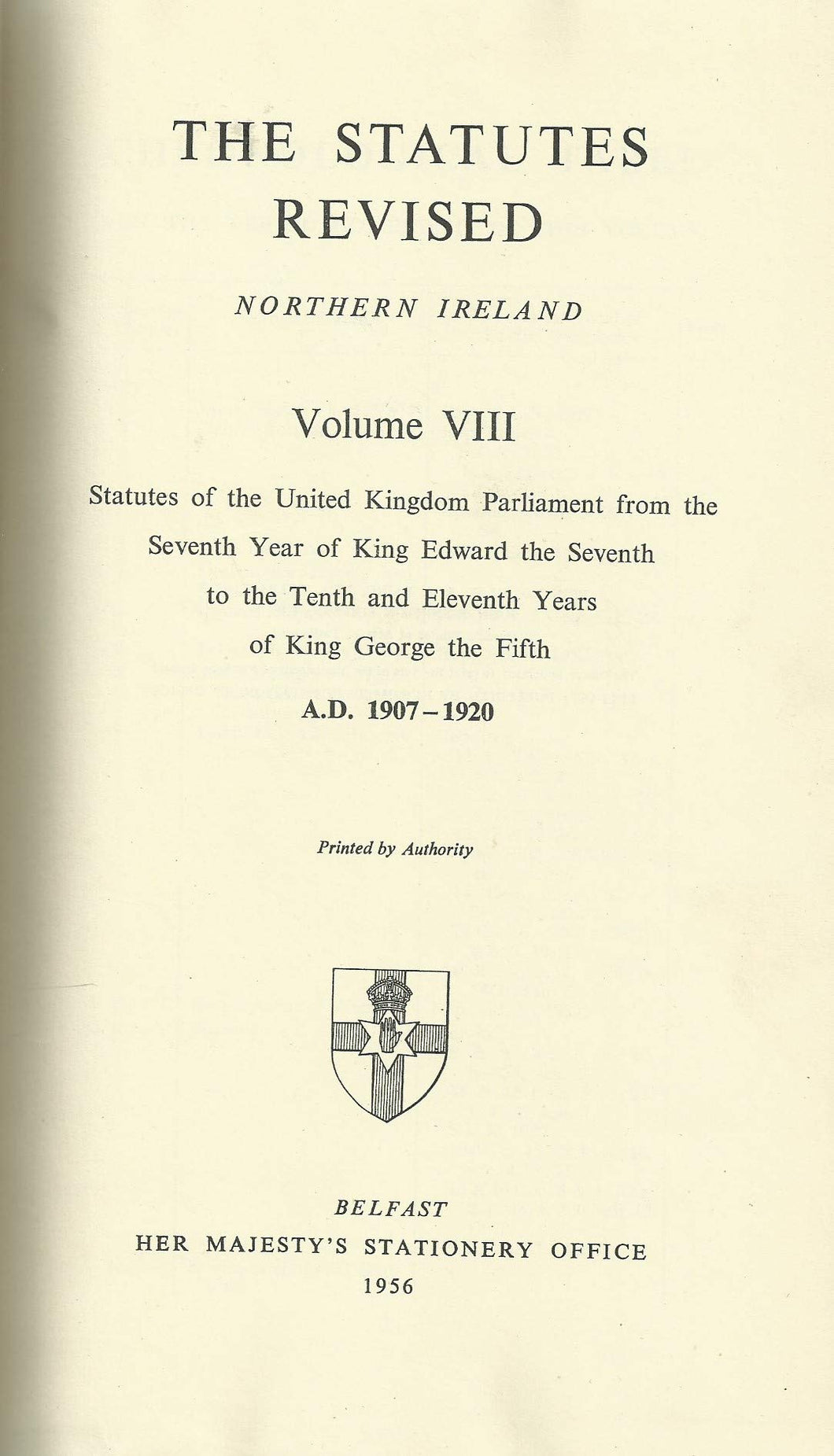 The Statutes Revised - Northern Ireland, Volume VIII - 1907-1920