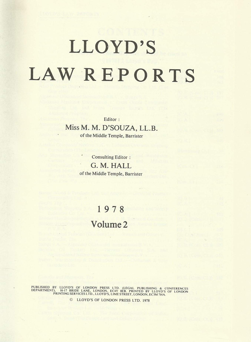 Lloyd's Law Reports - 1978, Volume 2