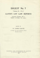 Lloyd's List Law Reports - Digest No 7, Vols 61-70 (Easter Sittings, 1938, to Trinity Sittings, 1941, Inclusive)