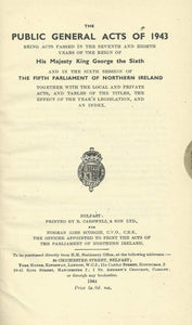 Northern Ireland Statutes: The Public General Acts 1943