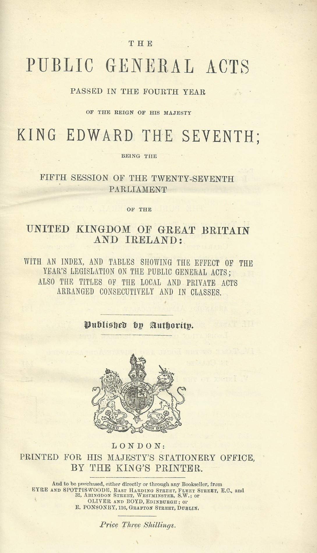 Public General Acts 1904.