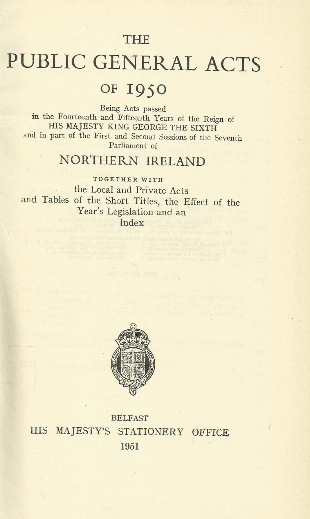 Northern Ireland Public General Acts, 1950