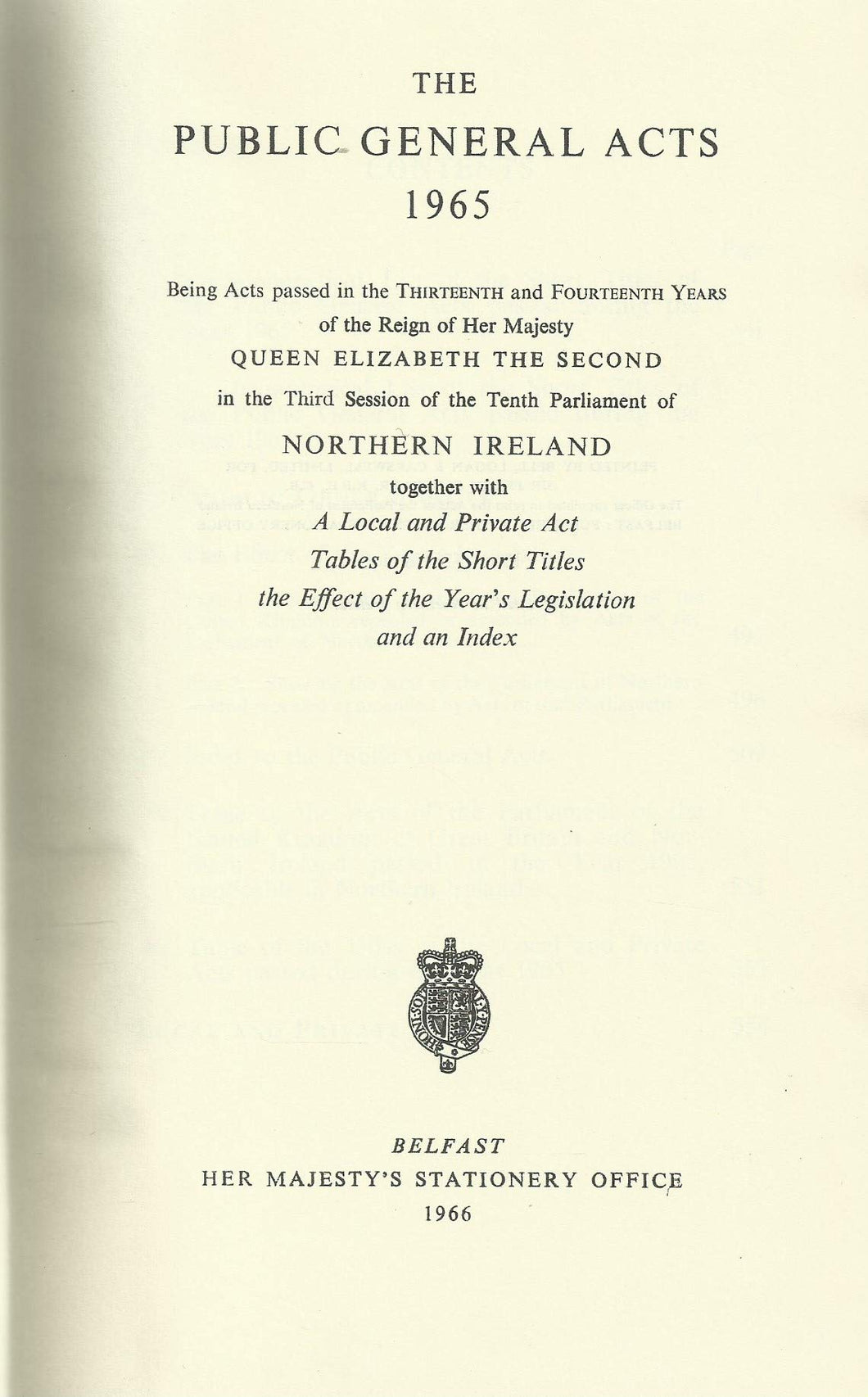 Northern Ireland - The Public General Acts 1965