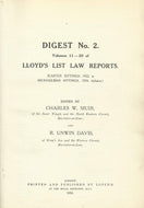 Lloyd's List Law Reports - Digest No 2, Vols 11-20 of Lloyd's List Law Reports (Easter Sittings, 1922, to Michaelmas Sittings, 1924, Inclusive)