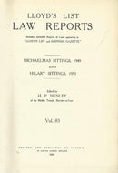 Lloyd's List Law Reports - Michaelmas, 1949 and Hilary, 1950, Vol 83