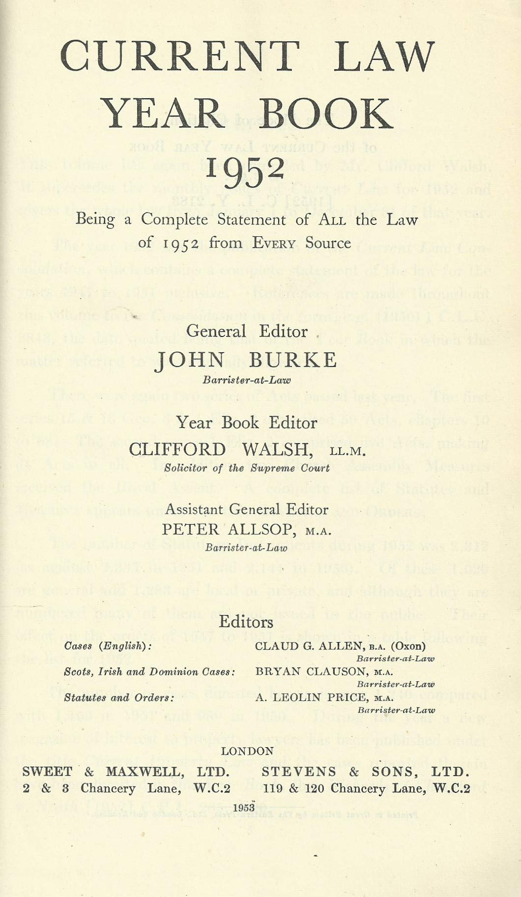 Current Law Year Book 1952