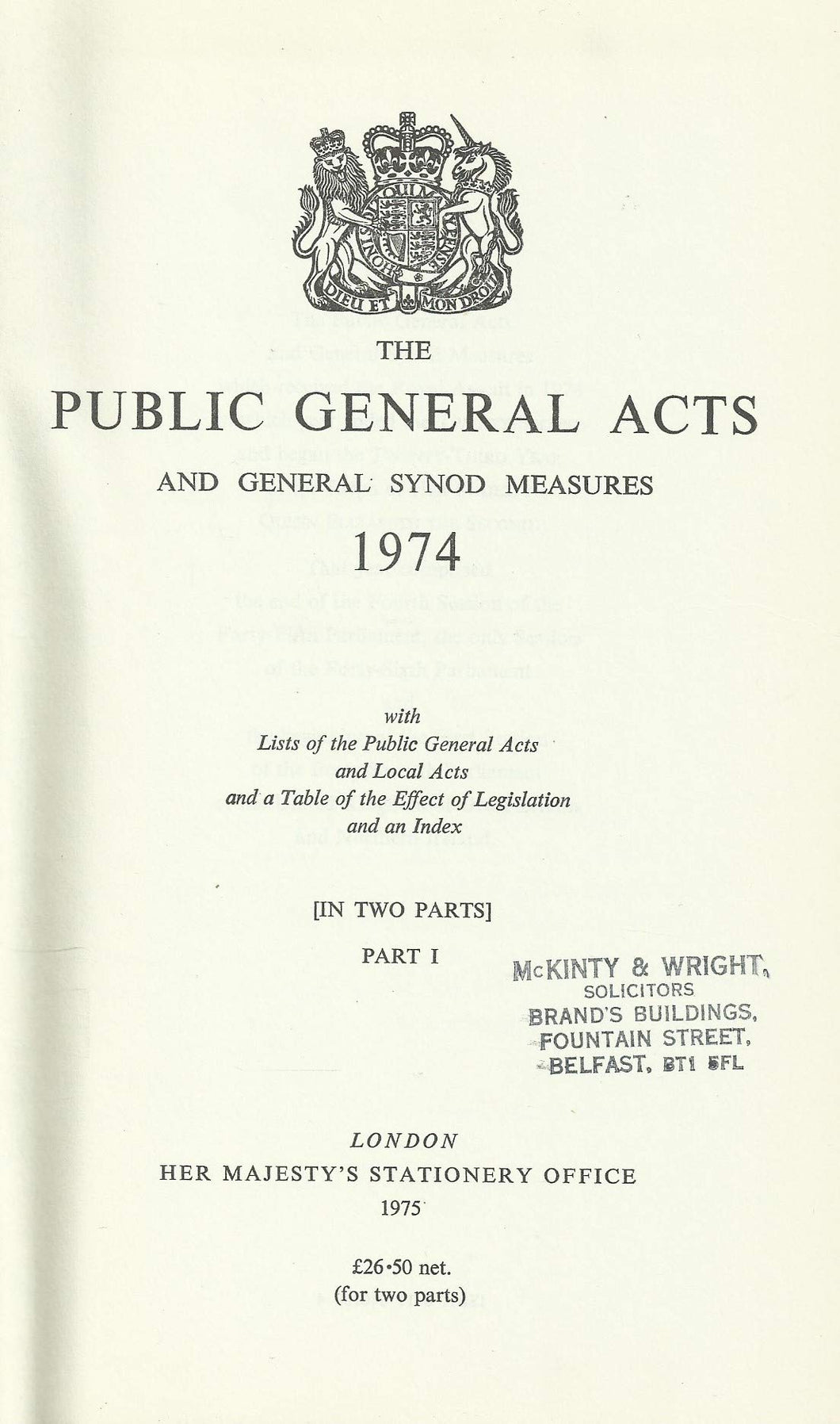 The Public General Acts and General Synod Measures 1974