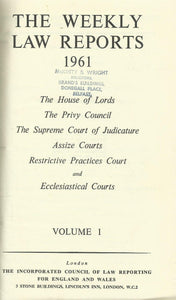 The Weekly Law Reports 1961, Volume I