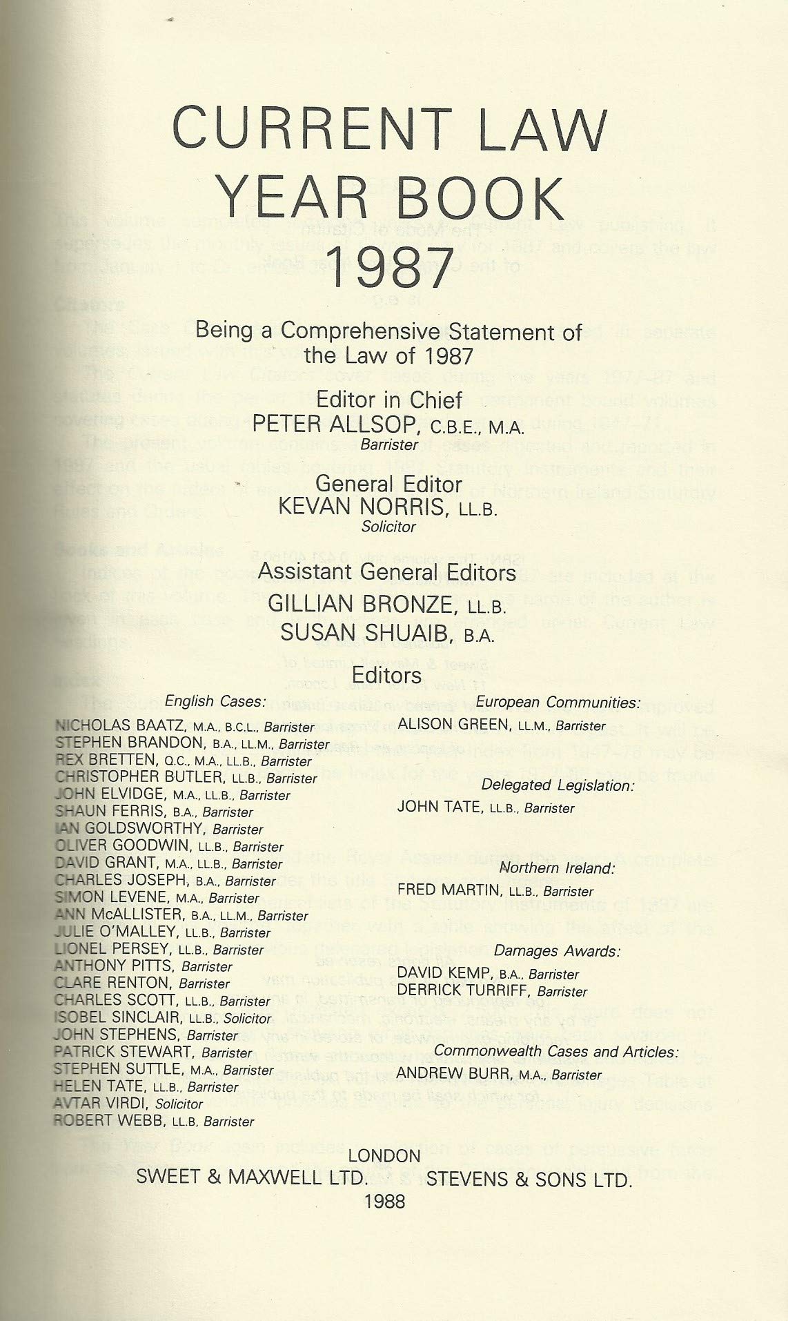 Current Law Year Book: 1987