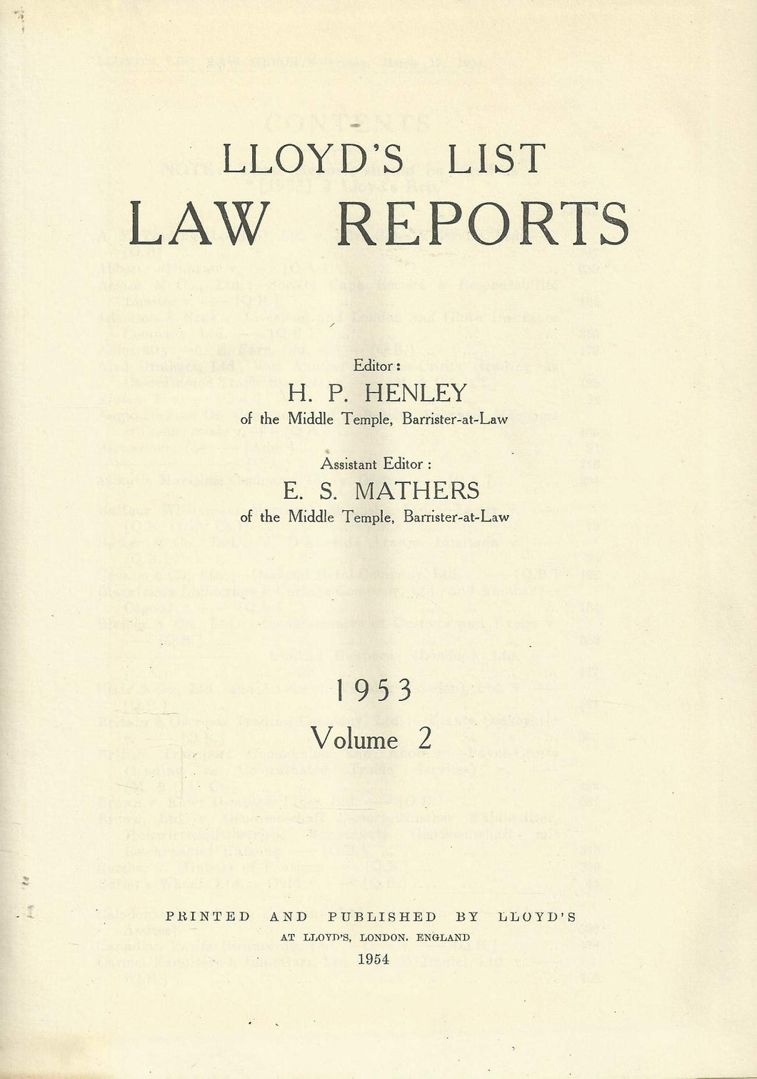 Lloyd's List Law Reports - 1953, Volume 2