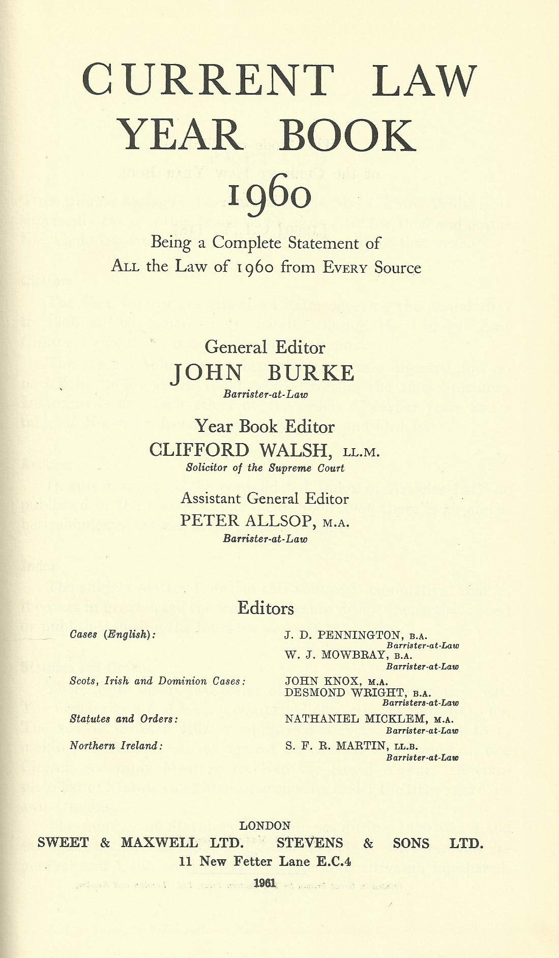 Current Law Year Book 1960