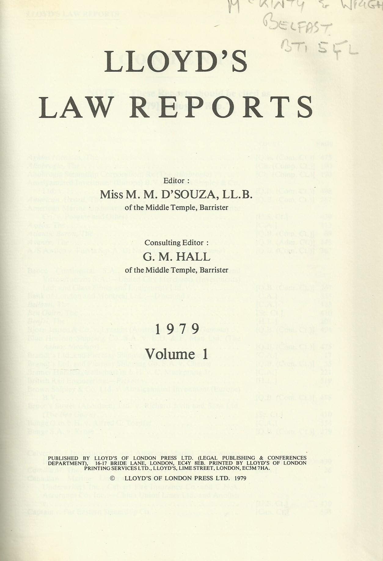 Lloyd's Law Reports - 1979, Volume 1