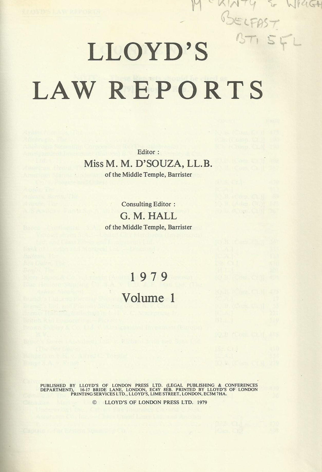 Lloyd's Law Reports - 1979, Volume 1