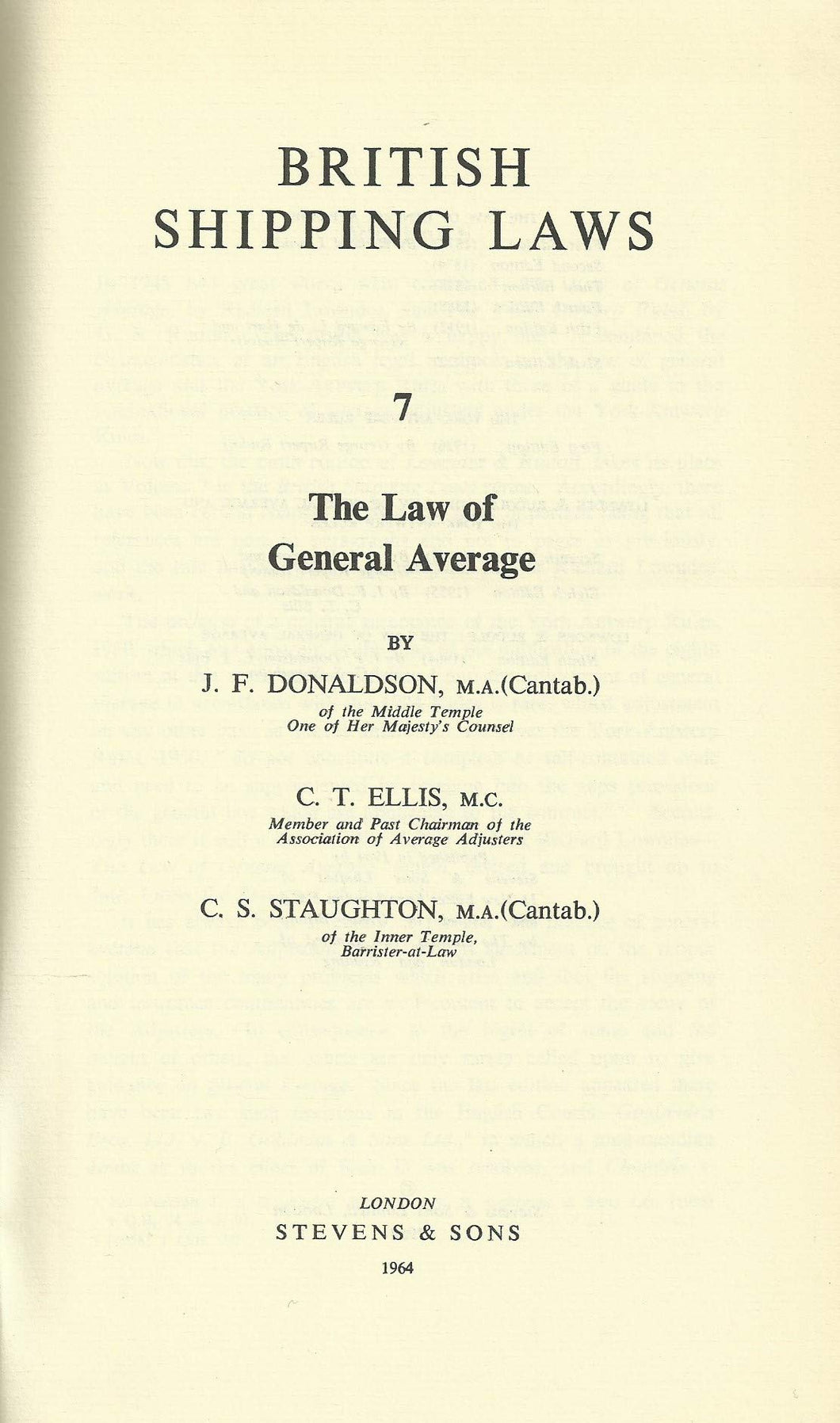 The law of general average: 7 (British shipping laws series)
