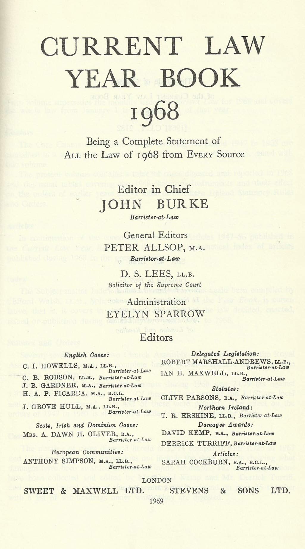 "Current Law" Year Book 1968