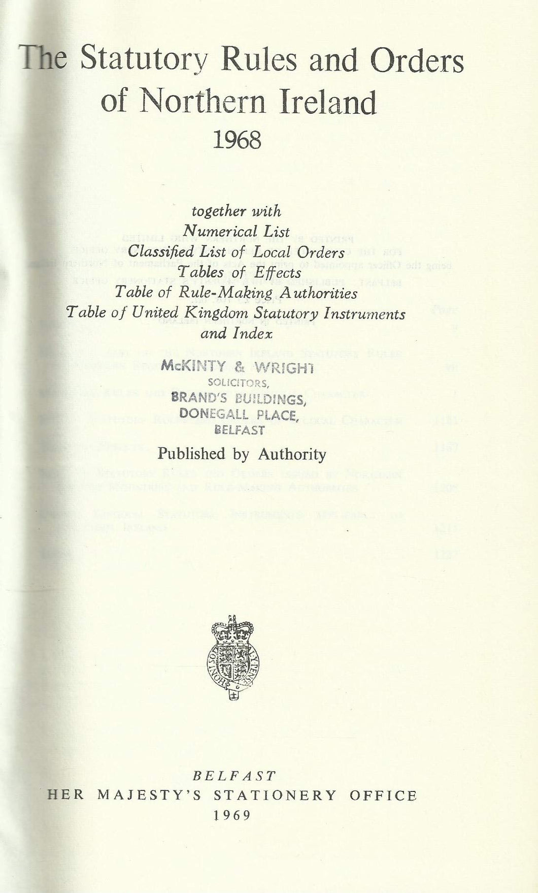 Northern Ireland Statutory Rules and Orders, 1968 - The Statutory Rules and Orders of Northern Ireland