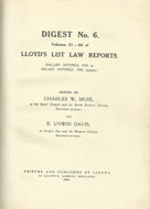 Lloyd's List Law Reports - Digest No 6, Vols 51-60 (Hilary Sittings, 1935, to Hilary Sittings, 1938, Inclusive)