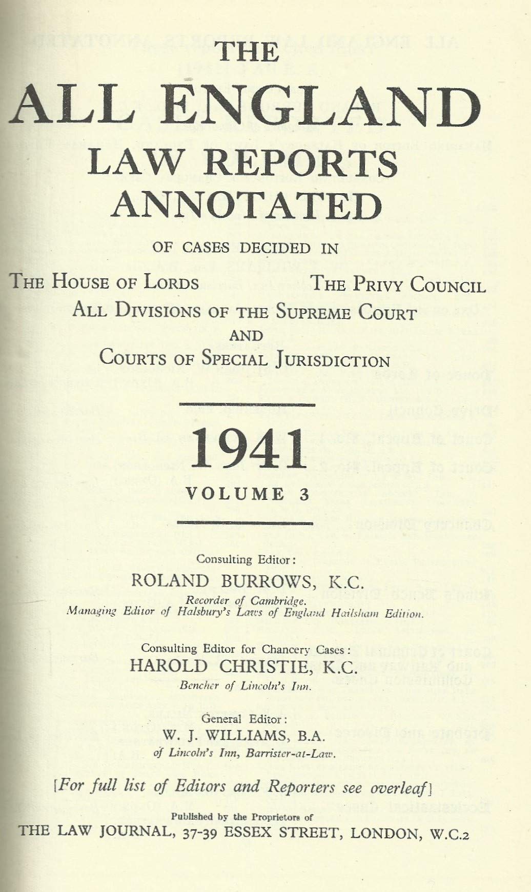 The All England Law Reports 1941, Volume 3