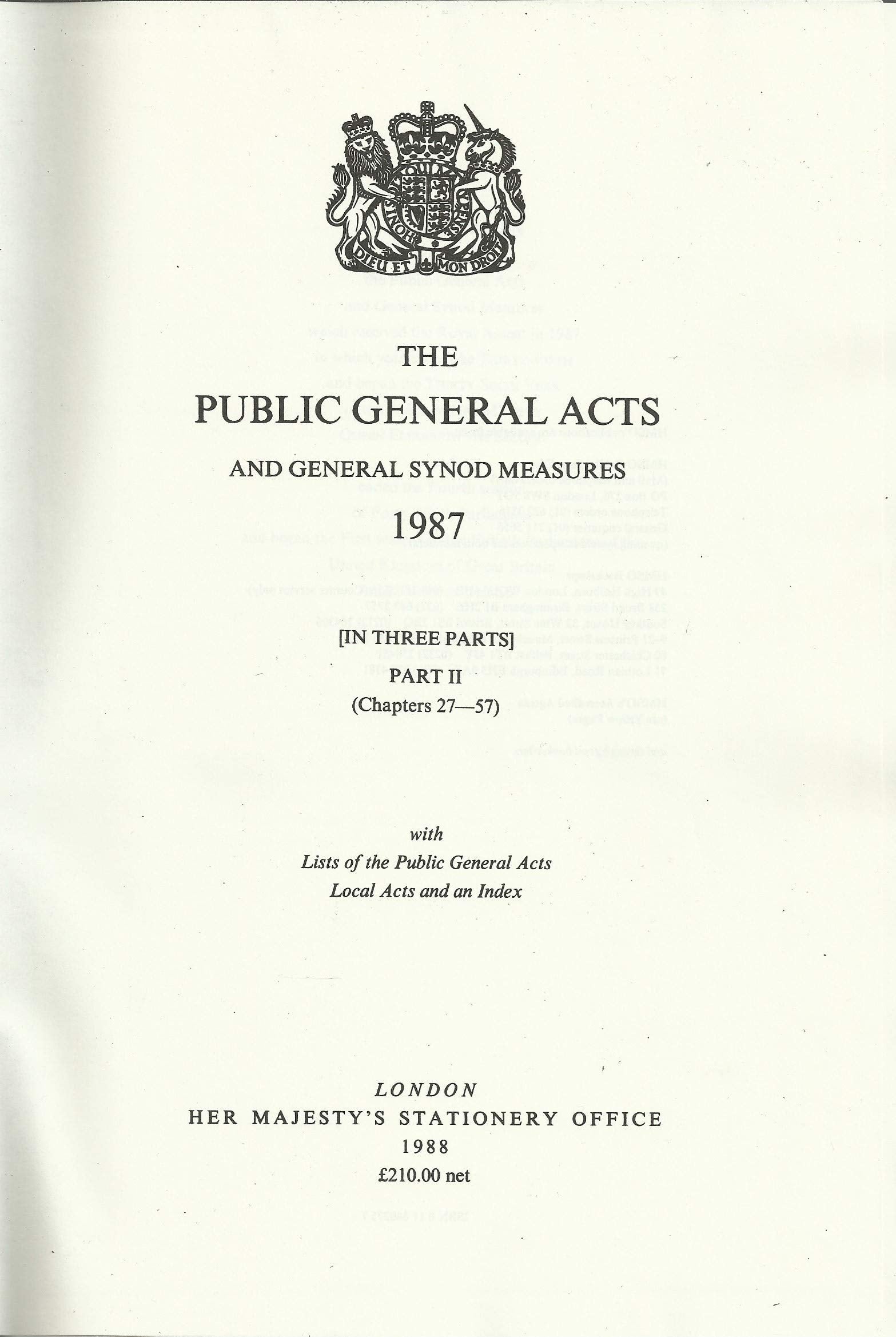 The Public General Acts and General Synod Measures 1987