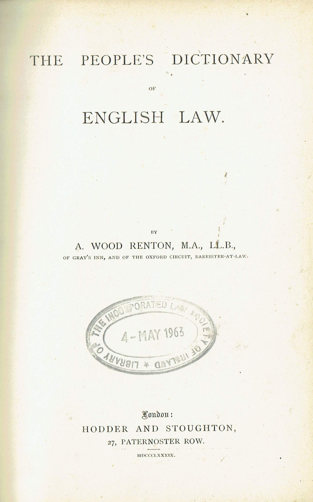 The People's Dictionary of English Law