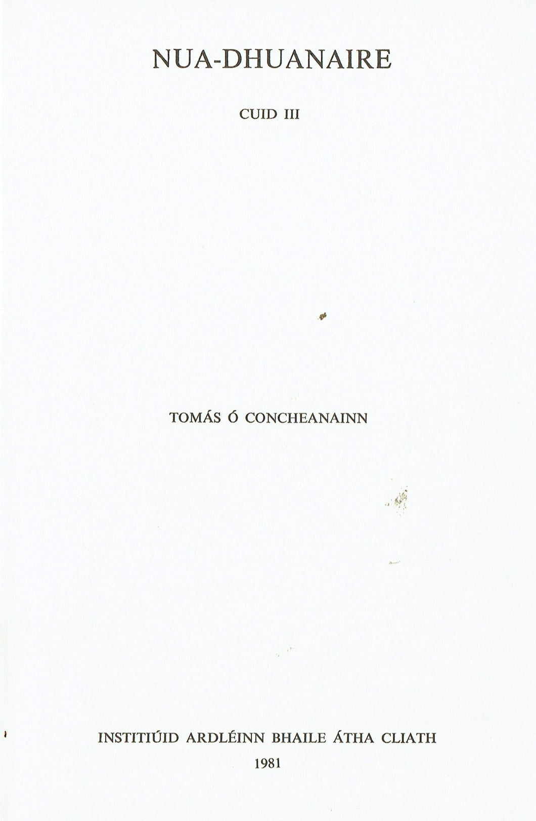 Nua-Dhuanaire: v. 3 (Irish literature - verse)