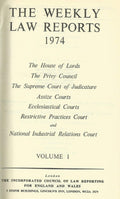 The Weekly Law Reports 1974: Volume I.