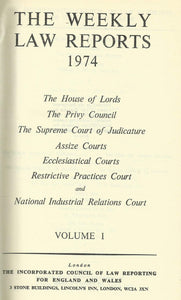 THE WEEKLY LAW REPORTS 1974: VOLUME I.