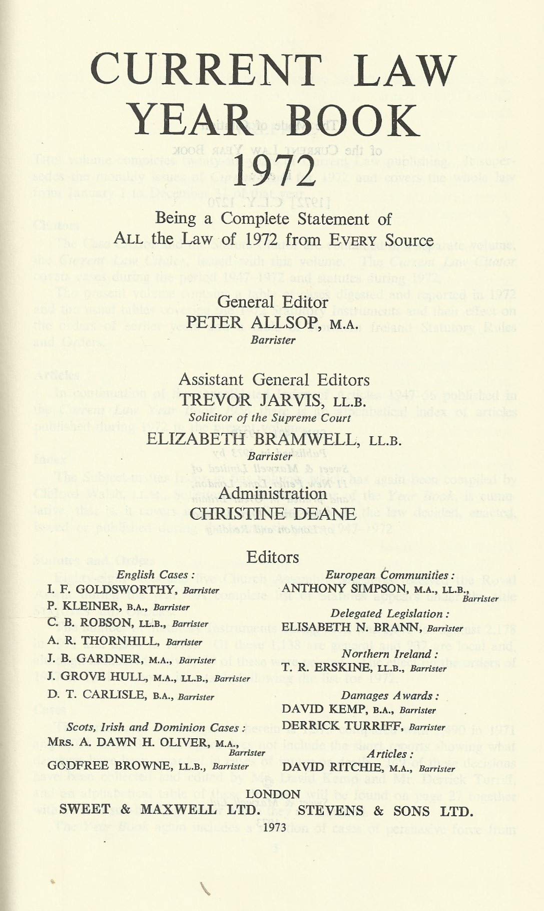 Current Law Year Book 1972