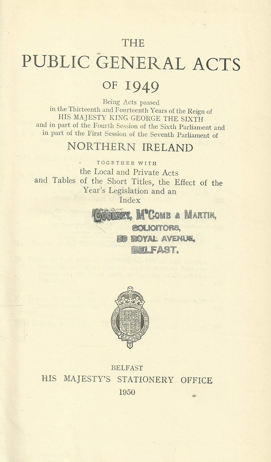 Northern Ireland Public General Acts of 1949