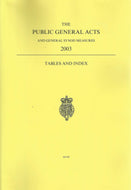 The Public General Acts and General Synod Measures 2003 - Tables and Index