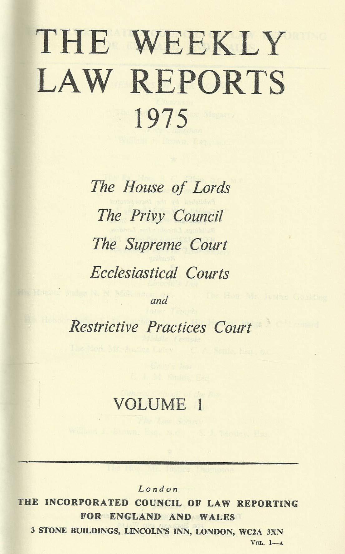 Weekly Law Reports 1975 Vol 1