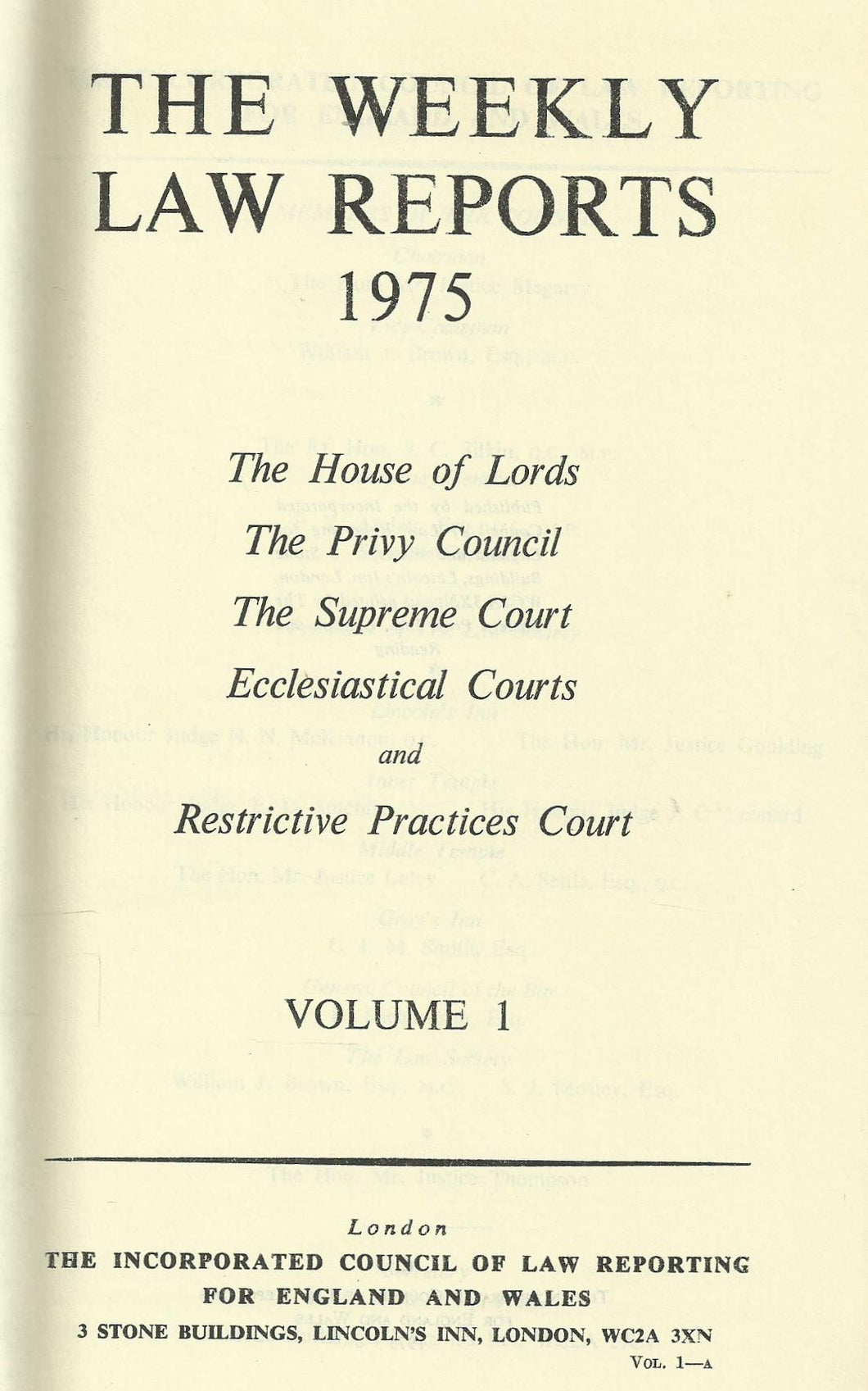 Weekly Law Reports 1975 Vol 1