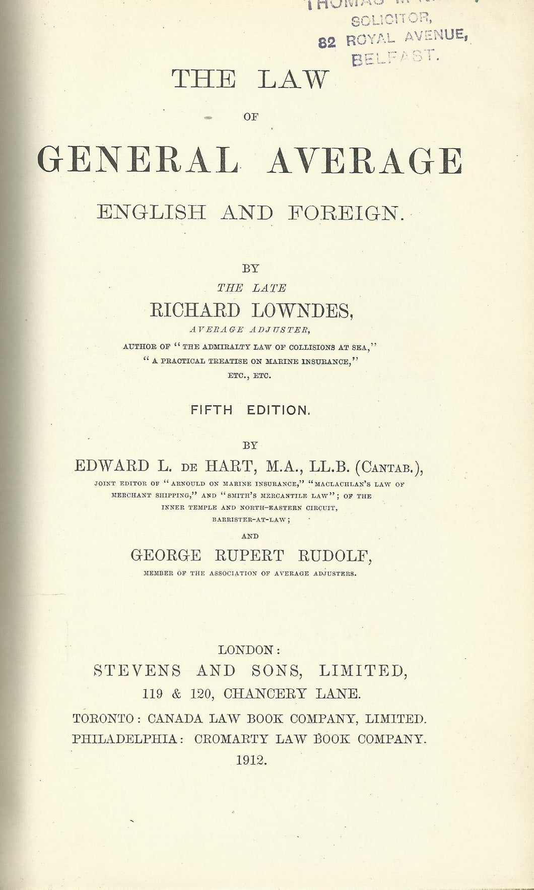 The Law of General Average English and Foreign