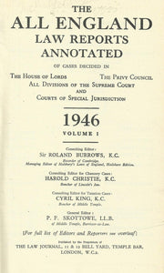 THE ALL ENGLAND LAW REPORTS ANNOTATED. 1946. VOLUME 1.