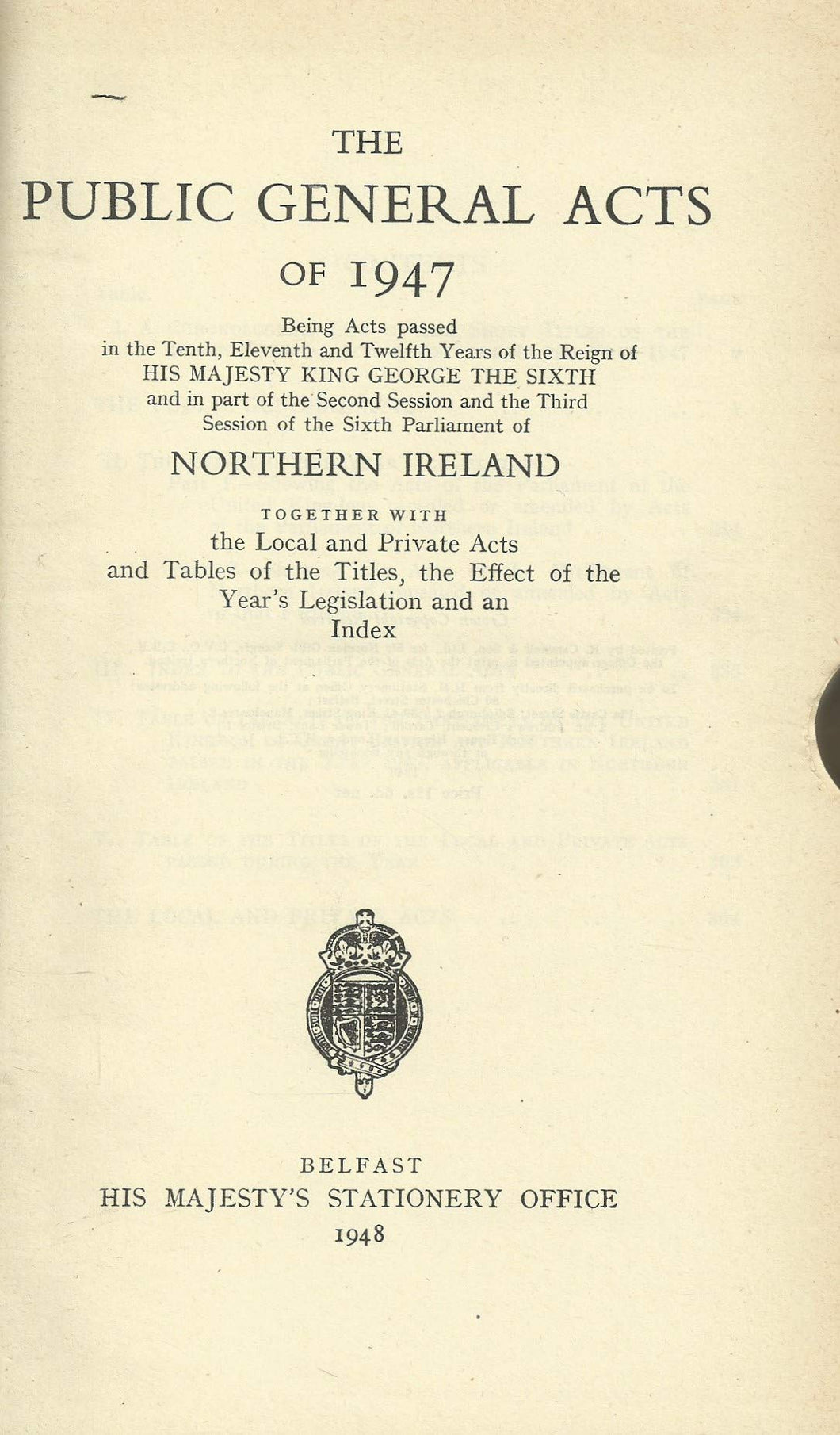 Northern Ireland - The Public General Acts of 1947