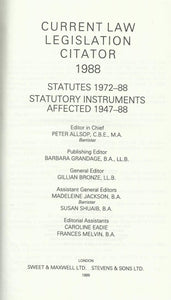 Current Law Legislation Citators 1972-1988