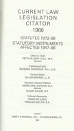 Current Law Legislation Citators 1972-1988