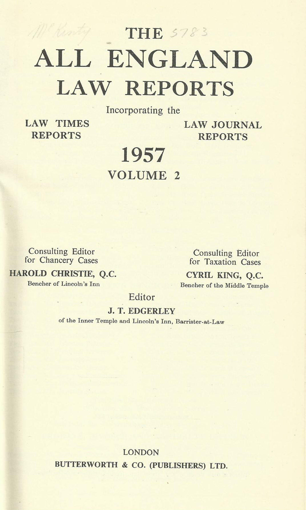 The All England Law Reports: 1957 Vol 2