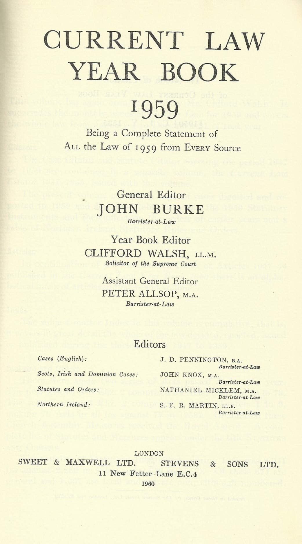 "Current Law" Year Book 1959