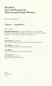 Rayden's Law and Practice in Divorce and Family Matters - Volume 2, Appendices - Fourteenth Edition