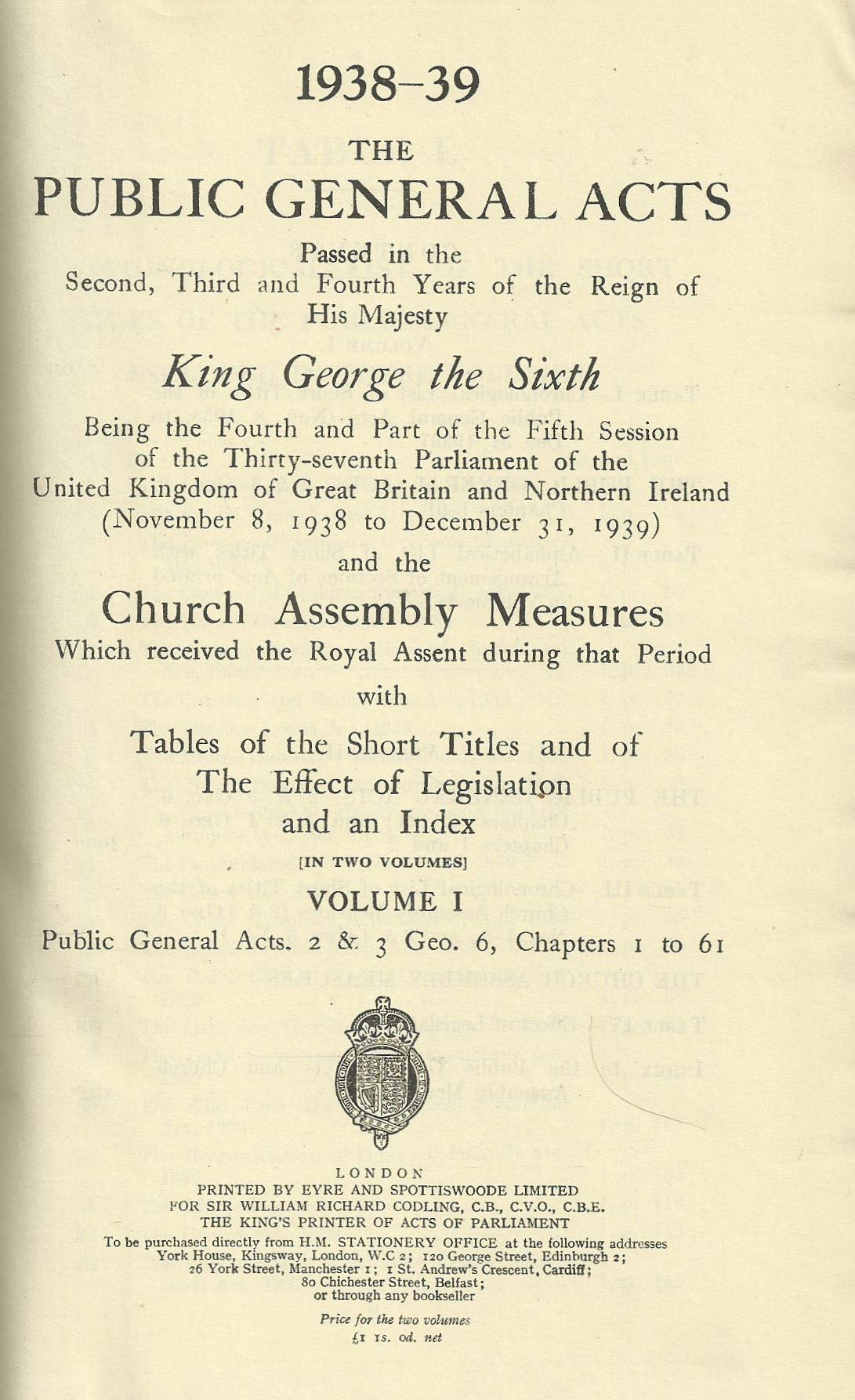 Public General Acts 1938-39. VOL 2.