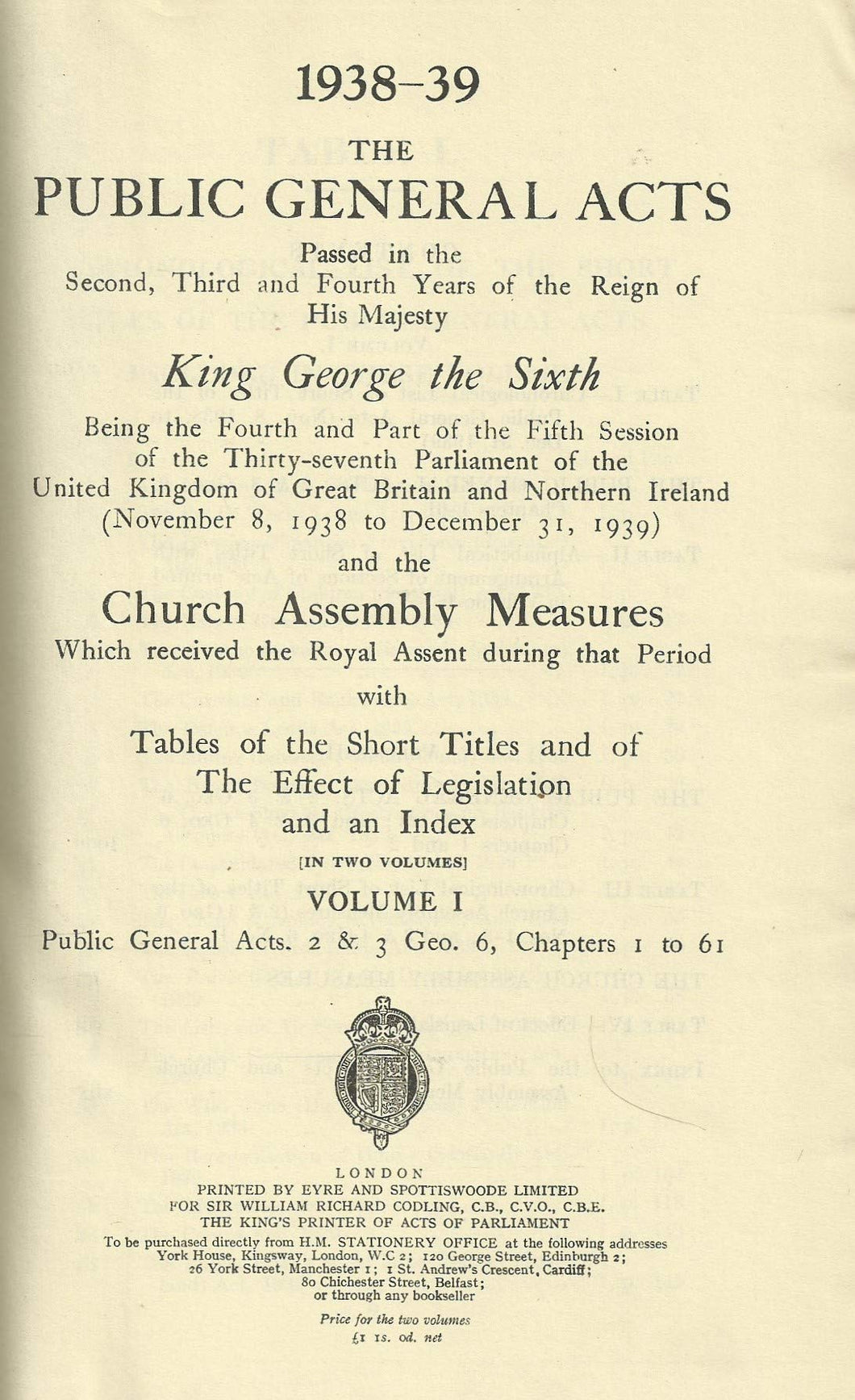 PUBLIC GENERAL ACTS 1938-39. VOL 2.